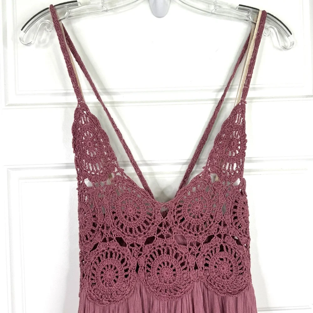 FREE PEOPLE Inesa Maxi Dress Size M Dried Currant Pink *Flaw